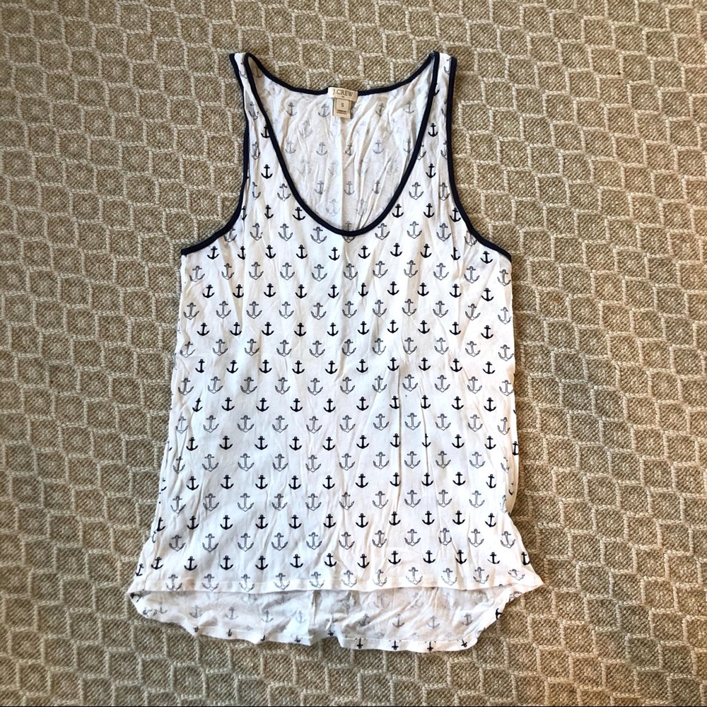3/$20 JCrew white and navy anchor tank top